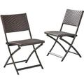 Noble House El Paso Wicker Folding Patio Dining Side Chair in Brown (Set of 2)