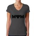 Awkward Styles Women s Baseball Mom Heart V-neck T-shirt Black Sport Mom s Heart