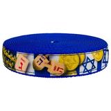 Country Brook DesignÂ® 1 inch Happy Hanukkah Ribbon on Bright Royal Nylon Webbing Closeout 20 Yards