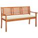 Andoer 3-Seater Garden Bench with Cushion 59.1 Solid Eucalyptus Wood