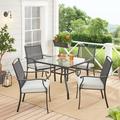 Mainstays Alexandra Square 5-Piece Outdoor Patio Dining Set Gray Box 1- Chairs