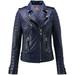 SkinOutfit Women s Motorcycle Leather Jacket Genuine Lambskin CafÃ© Racer Biker Outerwear S Dark Blue