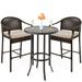 Best Choice Products 3-Piece Outdoor Wicker Patio Bar Table Bistro Set w/ Barstools Steel Frame - Brown/Beige