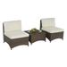 W Unlimited Studio Shine 3 Piece Patio Armless Conversation Set in Dark Brown