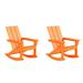 WestinTrends Ashore Patio Rocking Chairs Set of 2 All Weather Poly Lumber Plank Adirondack Rocker Chair Modern Farmhouse Outdoor Rocking Chairs for Porch Garden Backyard and Indoor Orange