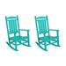 WestinTrends Malibu Outdoor Rocking Chair Set of 2 All Weather Poly Lumber Adirondack Rocker Chair with High Back 350 Lbs Support Patio Rocking Chair for Porch Deck Garden Lawn Turquoise