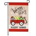 G128 Garden Flag Christmas Decoration Warm and Fuzzy Holiday Wishes Wagon with Gifts 12 x18 Burlap Polyester