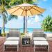 5 PCS PE Rattan Sofa Set SYNGAR Patio Conversation Furniture Set with Ottoman Coffee Table & Cushioned Chair Outdoor Wicker Sectional Furniture Set for Balcony Living Room Poolside Gray D1080