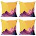 Mountain Throw Pillow Cushion Case Pack of 4 Countryside Landscape with Low Poly Effect Outdoors Adventure Themed Modern Art Modern Accent Double-Sided Print 4 Sizes Multicolor by Ambesonne