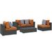 Modway Sojourn 5 Piece Outdoor Patio SunbrellaÂ® Sectional Set in Canvas Tuscan