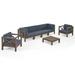 Morgan Outdoor 6 Seater Acacia Wood Sofa Chat Set Gray Finish and Dark Gray