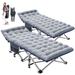 MOPHOTO 75 Folding Camping Cot Folding Cot for Adults Portable Heavy Duty Sleeping Cots with Gray Mattress & Carrying Bag 2pk