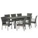 GDF Studio Marceau Outdoor Acacia Wood and Wicker 9 Piece Expandable Dining Set Sandblasted Gray and Gray