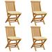 Anself 4 Piece Folding Garden Chairs with Cream White Cushion Teak Wood Side Chair for Patio Backyard Poolside Beach Outdoor Furniture 18.5in x 23.6in x 35in