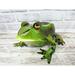 10.5 Long x 4.5 Tall Rustic Style Realistic Painted Metal Frog Toad Statue Home Farm Garden Lodge
