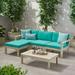 Isabella Ana Outdoor 3 Seater Acacia Wood Sofa Sectional with Cushions