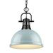 Duncan 1 Light Pendant with Chain in Black with a Seafoam Shade