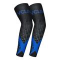 1Pair Arm Sleeve Adult Moisture Wicking Breathable Cooling Sunshade Hand Elbow Protection cover Cycling Accessories Black Blue L