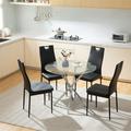 Surmoby Dining Room Table Sets for 4 Tempered Glass Kitchen Table and Dinner Chairs Set for Space Saving Dining Room Dinette(4 Leg Table + 4 Black Chairs)