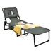 Patiojoy Beach Lounge Chair Reclining Chair with 5 Adjustable Positions Detachable Pillow &Hand Ropes Gray