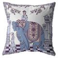 HomeRoots 412291 16 in. Ornate Elephant Indoor & Outdoor Throw Pillow Blue & Purple