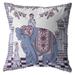 HomeRoots 412291 16 in. Ornate Elephant Indoor & Outdoor Throw Pillow Blue & Purple