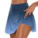 Abcnature Plus Size Shorts Womens Athletic Shorts Women Summer Pleated Tennis Skirts Athletic Stretchy Short Yoga Fake Two Piece Trouser Skirt Shorts Yoga Pants Cycling Sport Shorts Blue L
