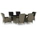 Suzicca 7 Piece Patio Dining Set with Cushions Poly Rattan Brown