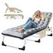 Docred Outdoor Folding Beach Chaise Lounge Chair 5-Position Tanning Chair Sleeping Cots with Face Arm Hole Removable Mattress with Pillow 440lbs