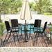 Patio Dining Sets with Table and Umbrella Hole Wicker Dining Table Set with Cushions for Backyard Garden Poolside