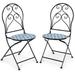 Costway 2PCS Patio Folding Mosaic Bistro Chairs Blue Flower Pattern Seat Garden