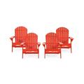 Cartagena Outdoor Rustic Acacia Wood Folding Adirondack Chair Set of 4 Red