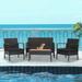 Gymax Fashion 8PCS Rattan Patio Conversation Furniture Set Outdoor Sofa Set w/ Black Cushions