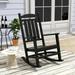 WestinTrends Malibu Outdoor Rocking Chair All Weather Poly Lumber Adirondack Rocker Chair with High Back 350 Lbs Support Patio Black Rocking Chair for Porch Deck Garden Lawn