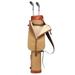 TOURBON Canvas Leather Golf Clubs Bag Cart Sunday Carrying Travel Vintage-Brown