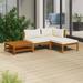 vidaXL 4 Piece Patio Lounge Set with Cream Cushion Solid Acacia Wood