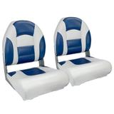 NORTHCAPTAIN S1 Pro Premium High Back Folding Boat Seat Stainless Steel Screws Included White/Pacific Blue(2 Seats)