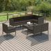 vidaXL 9 Piece Patio Lounge Set with Cushions Poly Rattan Gray