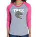 Women s Raglan Baseball Word Art T-shirt - T-Rex Head