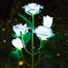 Solar Lights Outdoor Rose Flower 1 Pack Solar Powered Garden Decorations with 5 Bigger Rose Flower WaterproofLights for Garden Patio Yard Pathway Decoration (White Rose)