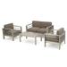 Noble House Cape Coral 4 Piece Outdoor Aluminum Conversation Set in Silver