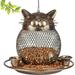 Samhe Squirrel Proof Bird Feeders Upgraded Cute Cat Shaped Bird Feeder Heavy Duty Copper Wild Bird Feeder with Hook for Outdoor Hanging Garden Yard Outside Decoration 2lbs Capacity