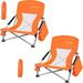 Low Beach Camping Folding Chair with Cooler Bag Heavy Duty Portable Chair with Carry Bag for Camping Beach Picnic Barbeques Sporting Event (2-Pack Orange)