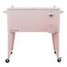 Permasteel 80-Qt Classic Outdoor Steel Patio Cooler on Wheels Beverage Rolling Cart Pink