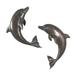 Dolphin Pair Wall Art Decor Verde Bronze Finish