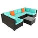 BaytoCare 7 Pieces Outdoor Patio Furniture Sets Wicker Sectional Sofa PE Rattan Conversation Sets Brown Gradiant