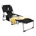 Patiojoy Beach Lounge Chair Reclining Chair with 5 Adjustable Positions Detachable Pillow &Hand Ropes Black