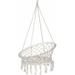 Hammock Chair Swing Beige Hanging Cotton Rope Macrame Outdoor Home Garden