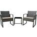 Fleur 3-Piece Beautiful Bistro Rattan Furniture Set- A Sturdy Outdoor Table With 2 Modern Retro Designed Sitting Chairs - Coffee