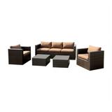 Furniture of America Marvin 5-Piece Faux Rattan Patio Sofa Set in Brown